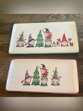 Lot Of 2 Christmas tray by Peppermint & Pine. One Is Big And Smaller